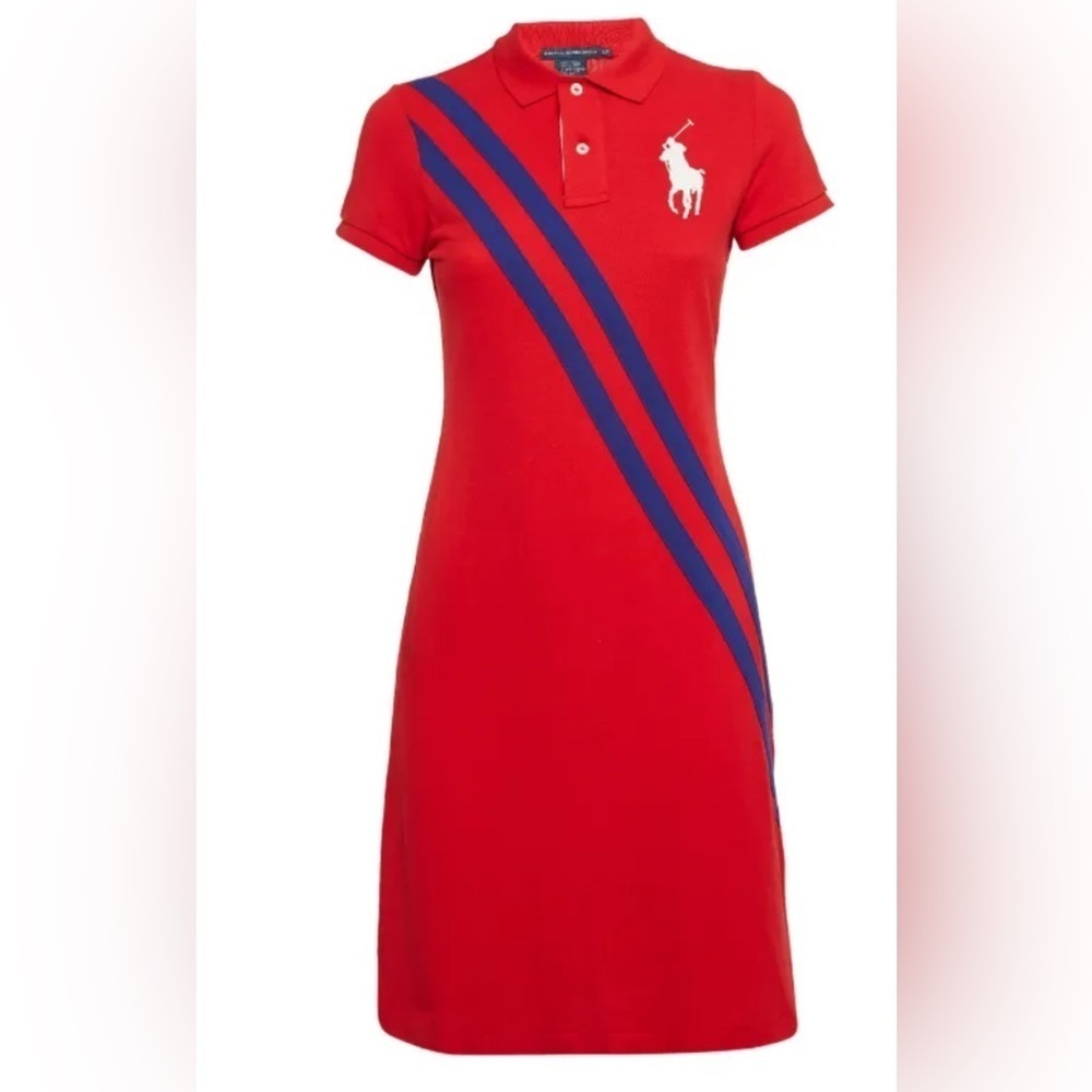 Vintage Polo by Ralph Lauren Red Dress with Blue Accents